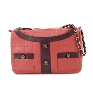 CHANEL Girl Chanel Chain Shoulder Bag Leather Red A17540 Chocolate Bar 90269079